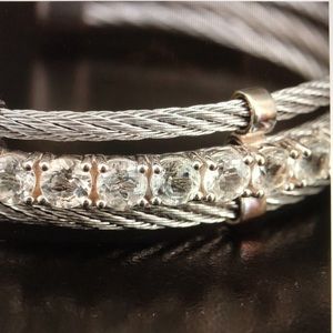 Topaz & Stainless Steel/Sterling Cable Cuff